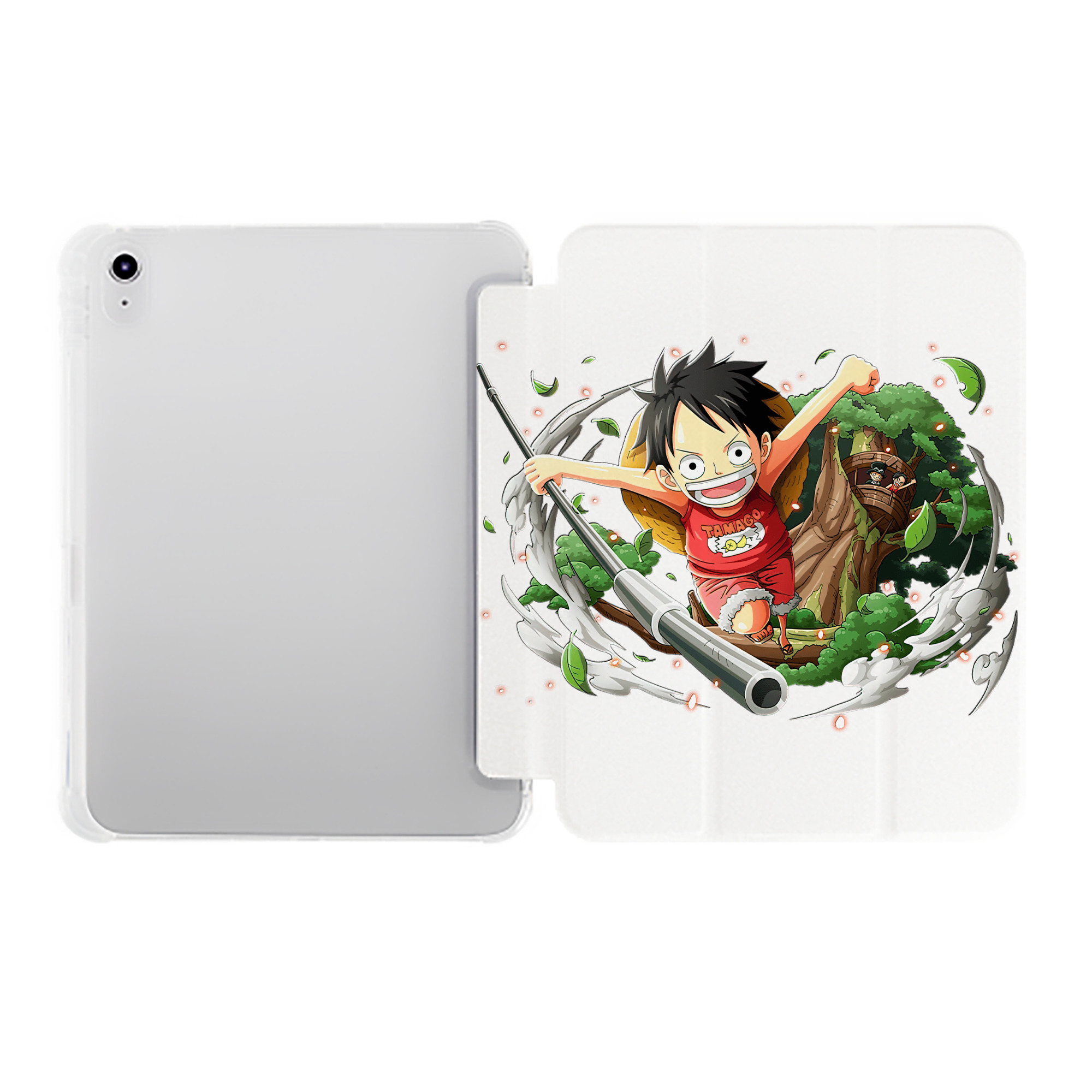 （画像用） ワンピース モンキー・D・ルフィ ONE PIECE Monkey D. Luffy IPad ケース ペン収納付き 三つ折りスタンド PUレザー×シリコン 対応機種9.5/10.5/10.9インチ